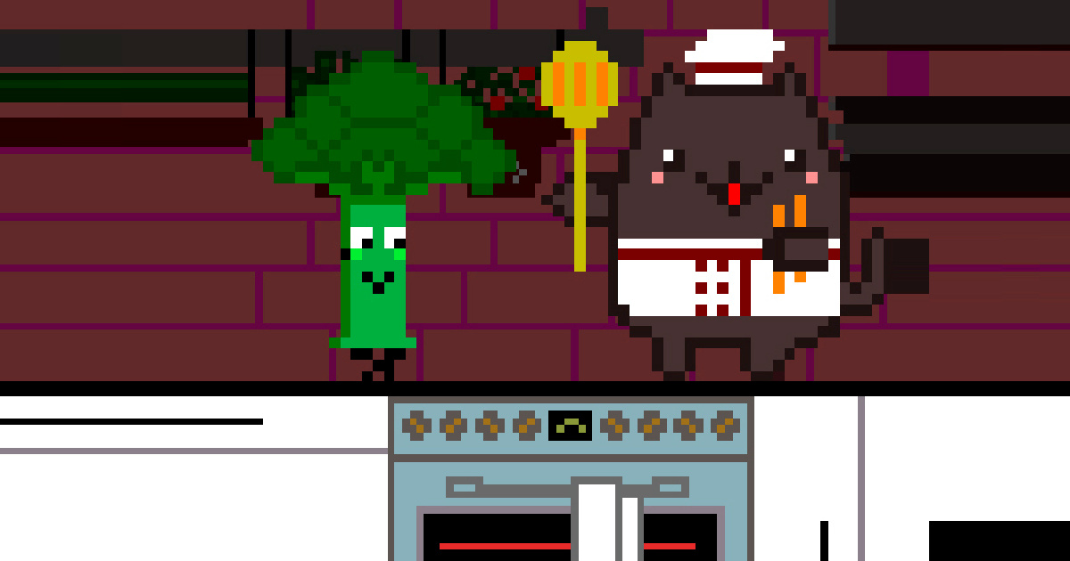 Image Cat Chef and Broccoli